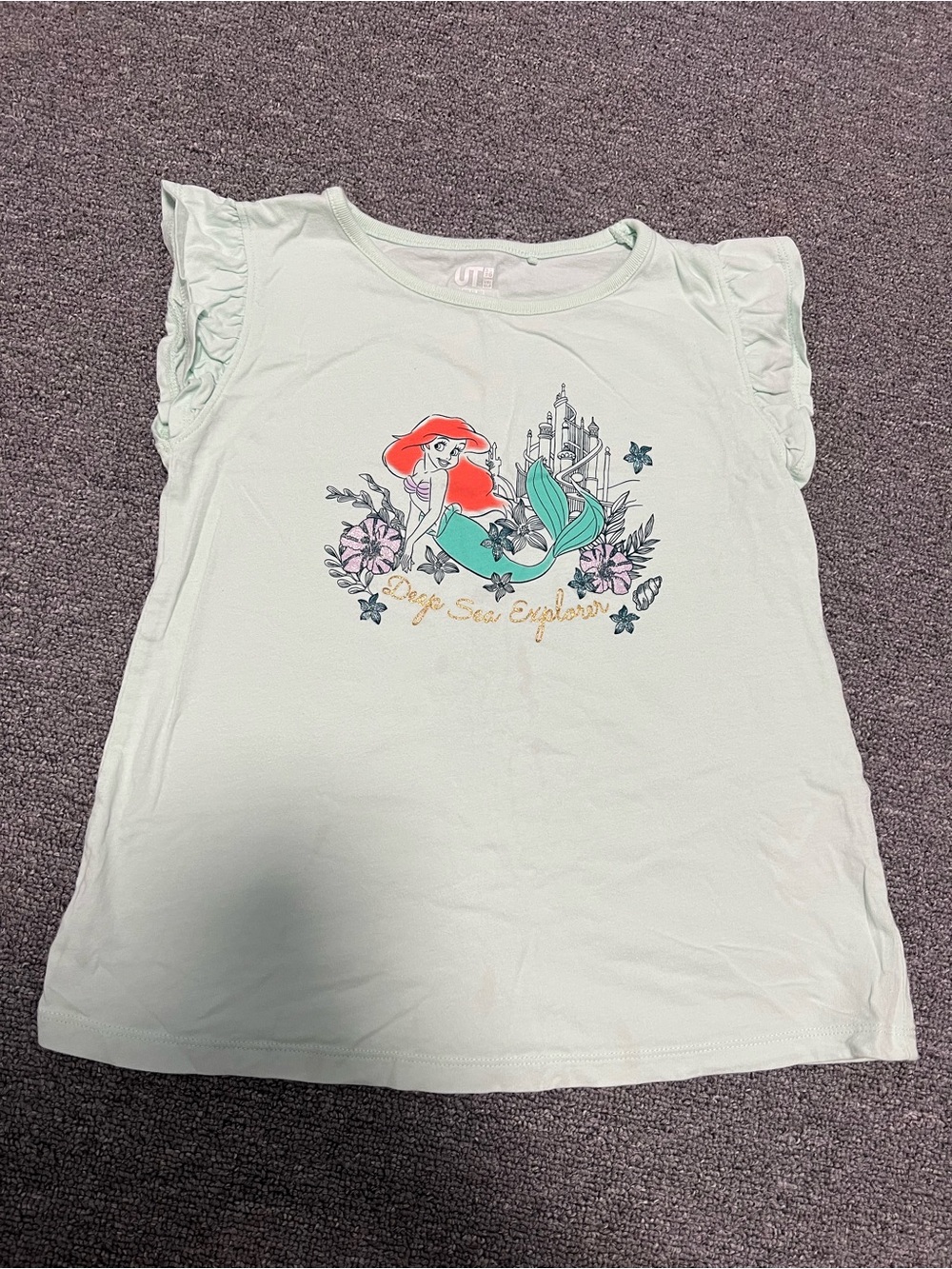 Uniqlo Mint Ariel Graphic Ruffle Sleeve Tee